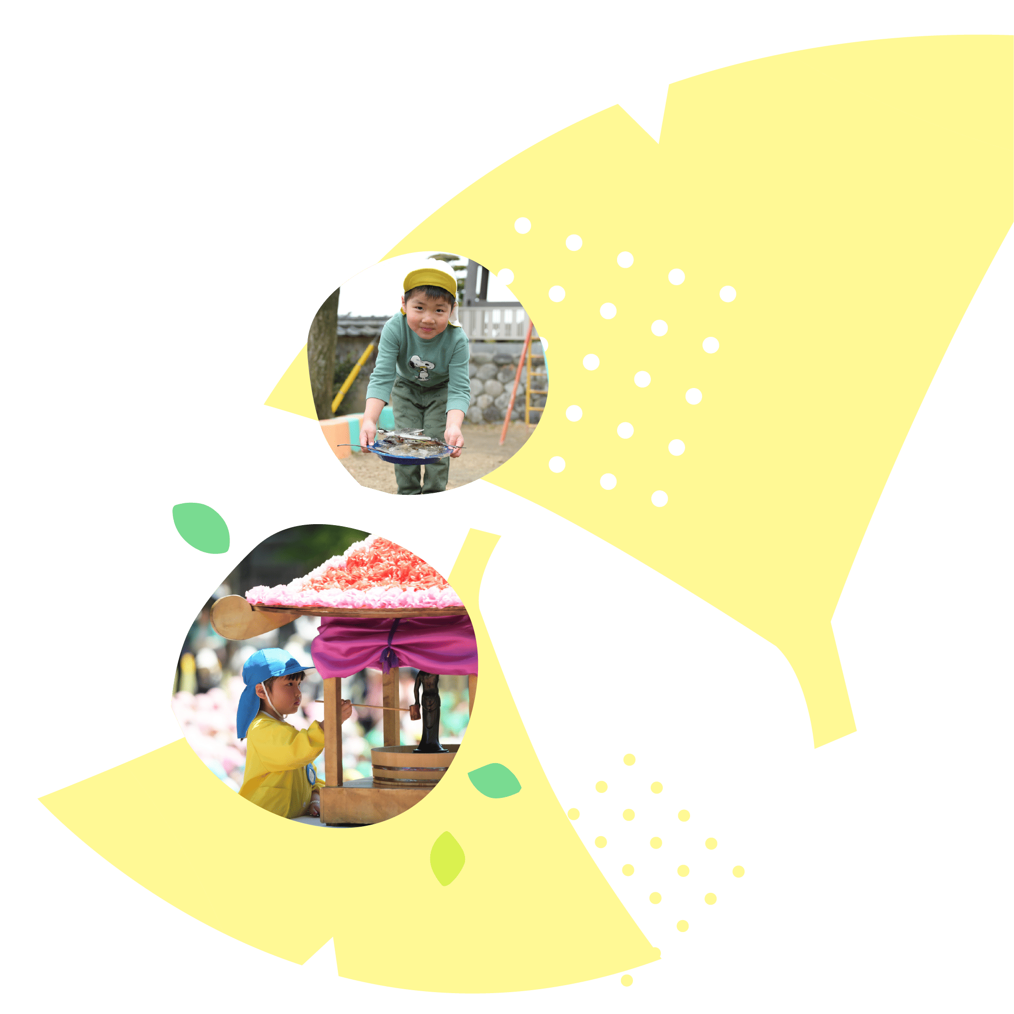 イチョウと園児